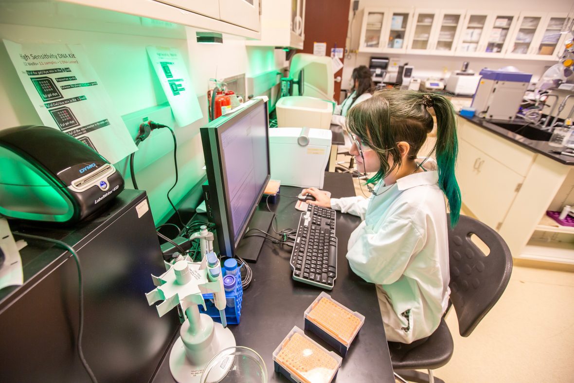 Student working in Cypher Lab at a computer