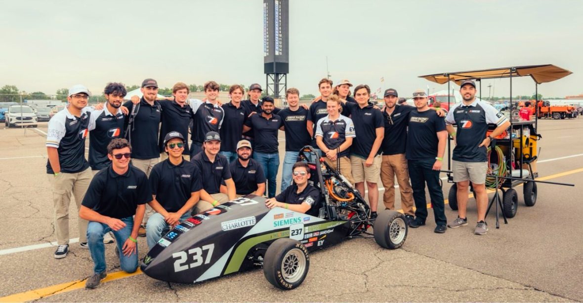 Engineering Students at a race track