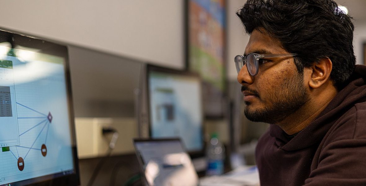Student at computer