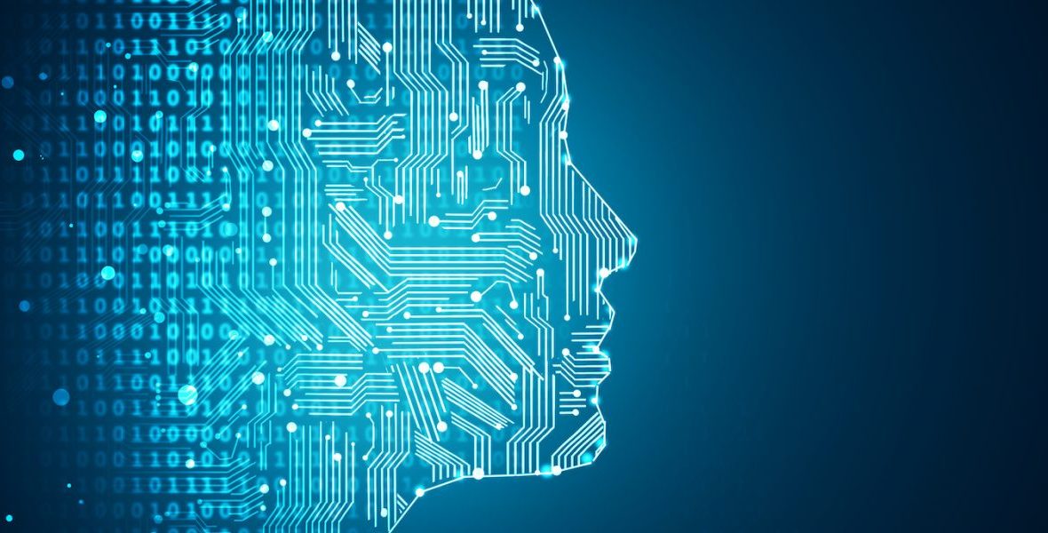 AI generated image of a circuit board creating a human face