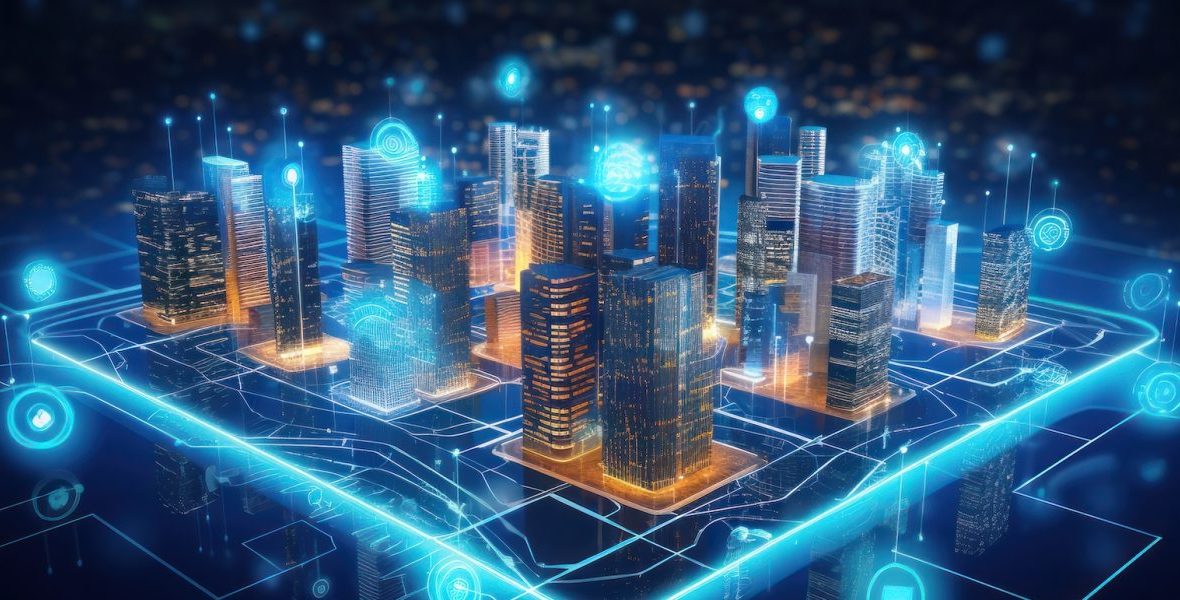 AI Generated Image of a circuit board transforming into a city
