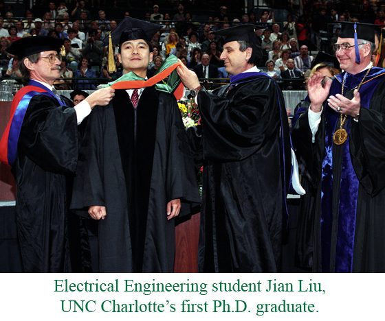 Electrical Engineering Student Jian Liu UNC Charlotte's first Ph.D. Graduate