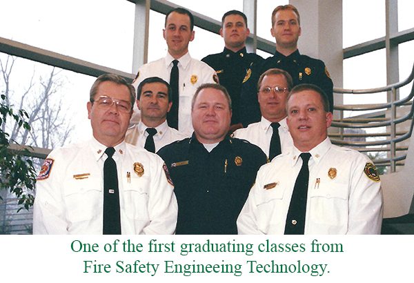 One of the first graduating classes from Fire Safety Engineering Technology