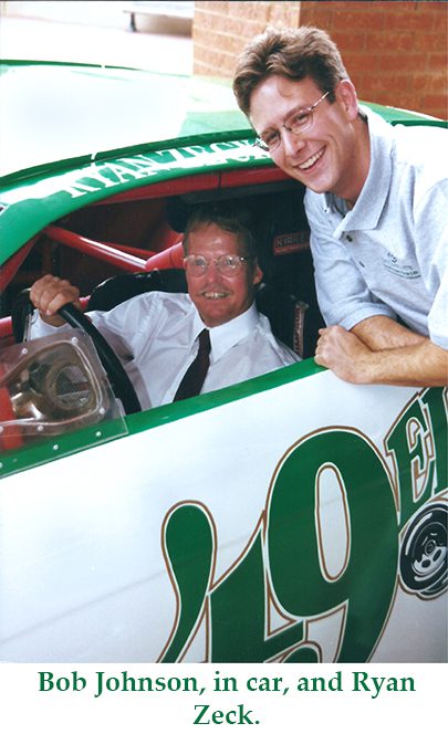 Bob Johnson, in car, and Ryan Zeck