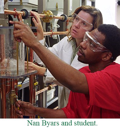 Nan Byars and a student