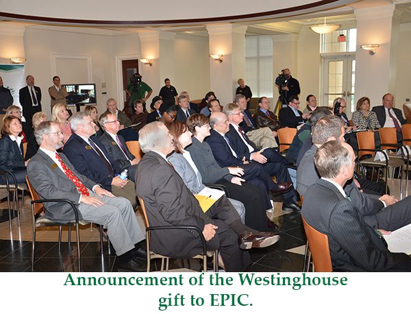 Announcement of the Westinghouse gift to Epic