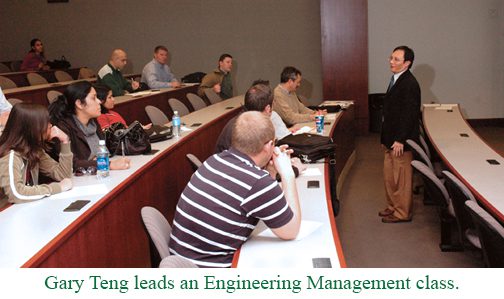 Gary Teng leads an engineering management class