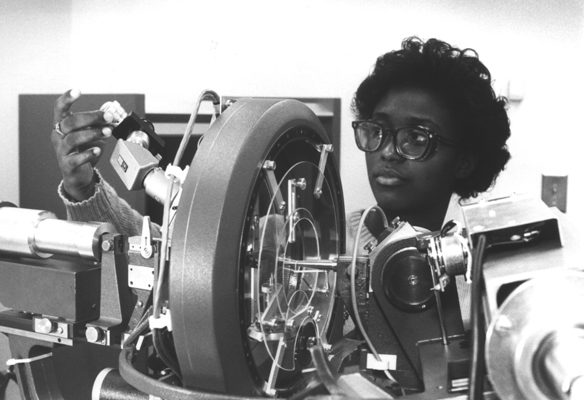 Female student working in a lab