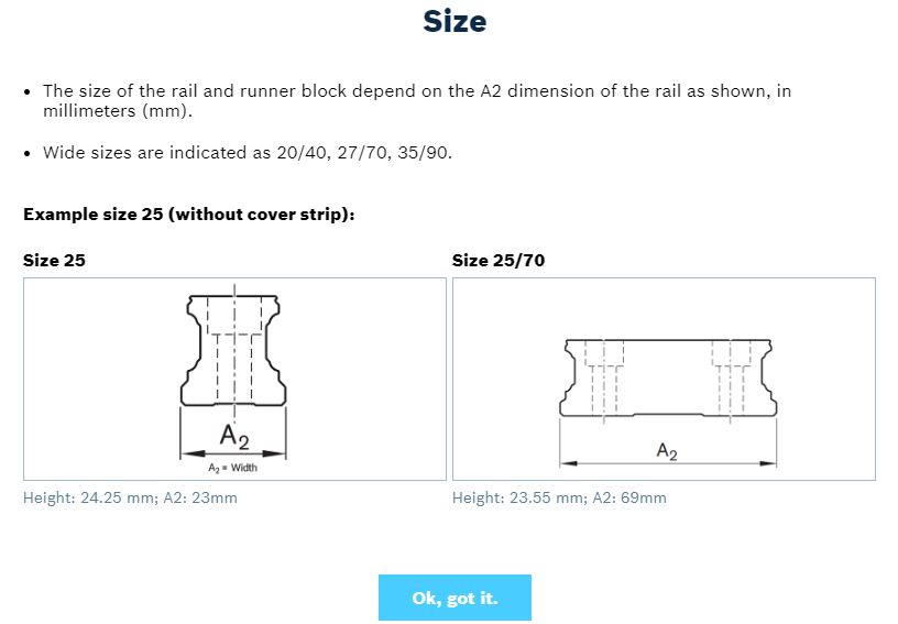 picture showing the size of the rail and runner blocks