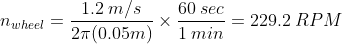 This calculated rotational speed is the desired operating wheel speed for the system