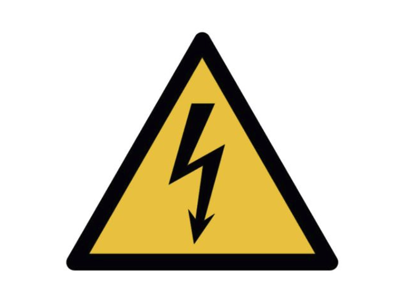 black lightning bolt icon within a yellow triangle with a black border