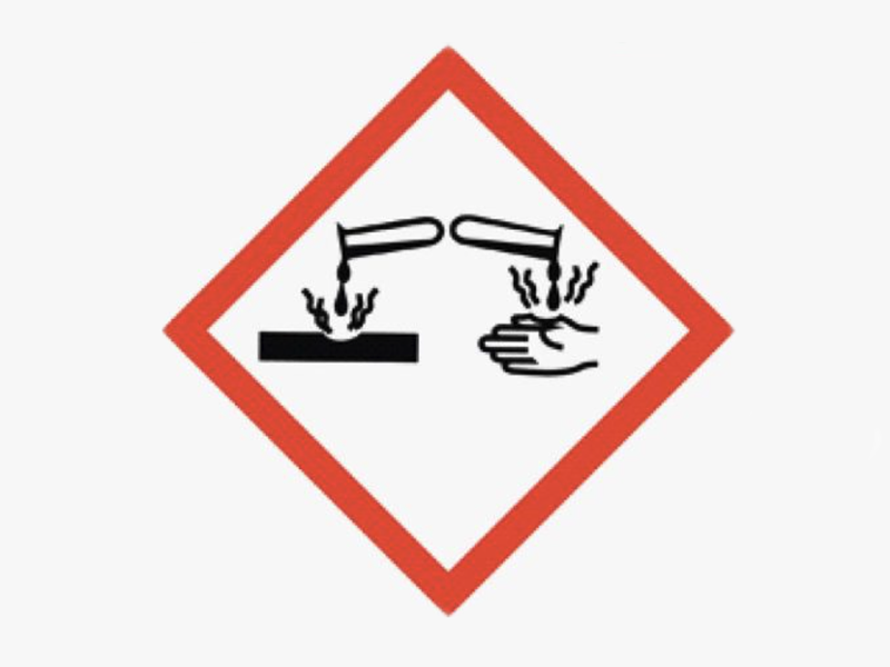 two icons showing liquid being poured onto a black slab and hands with a red diamond border around them