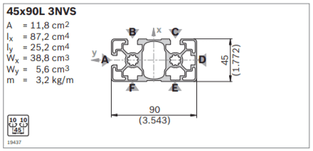 strut profile with 3 slots