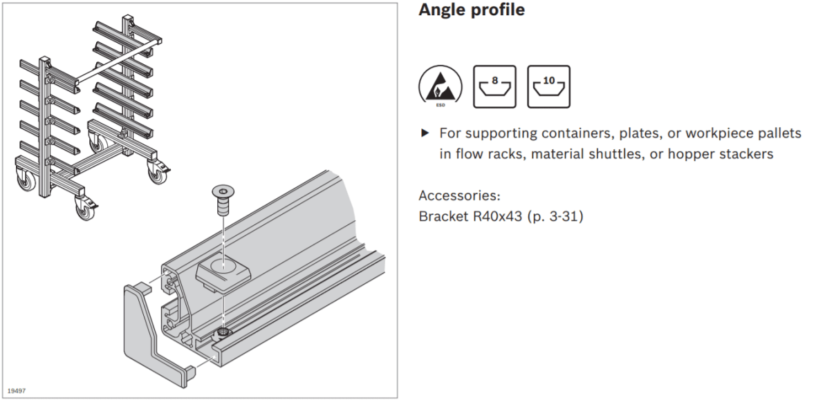 graphic representation of a Aluminum Structural Framing angle profile