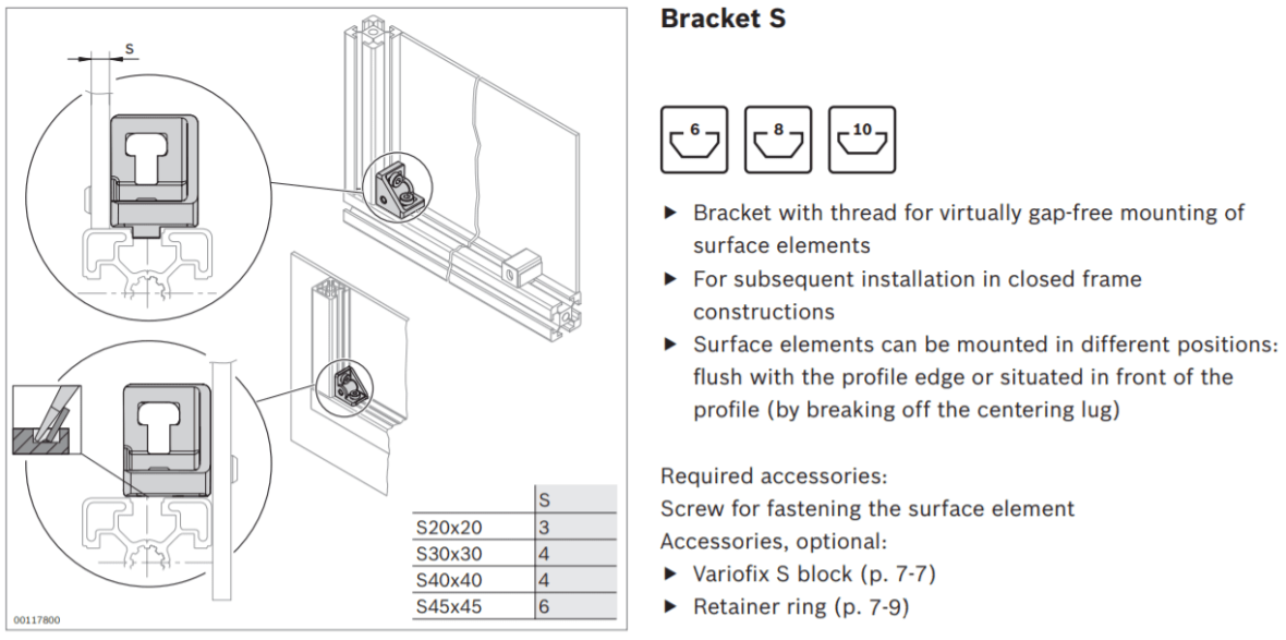 graphic representation of a Aluminum Structural Framing Strut backet S