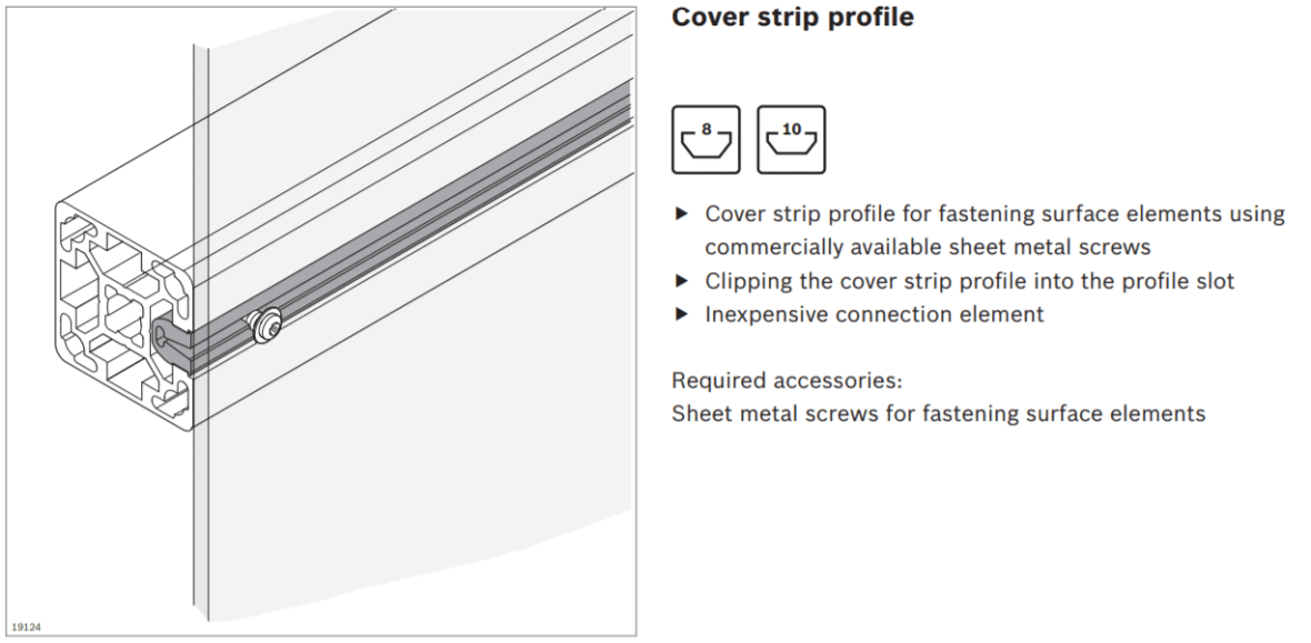graphic representation of a Aluminum Structural Framing Strut covert strip profile