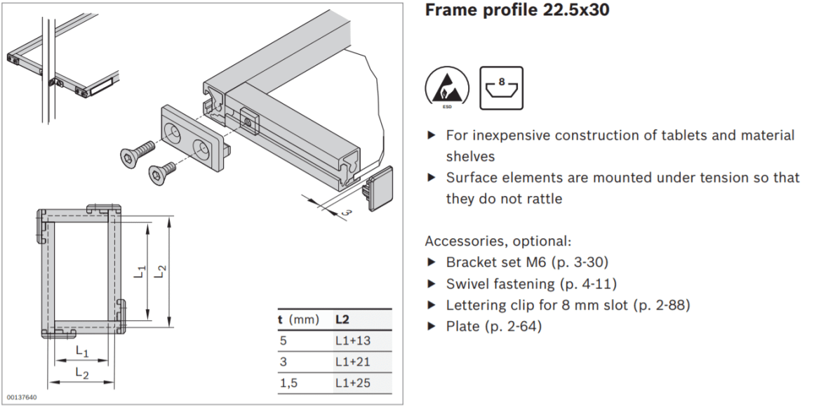 graphic representation of a Aluminum Structural Framing frame profile