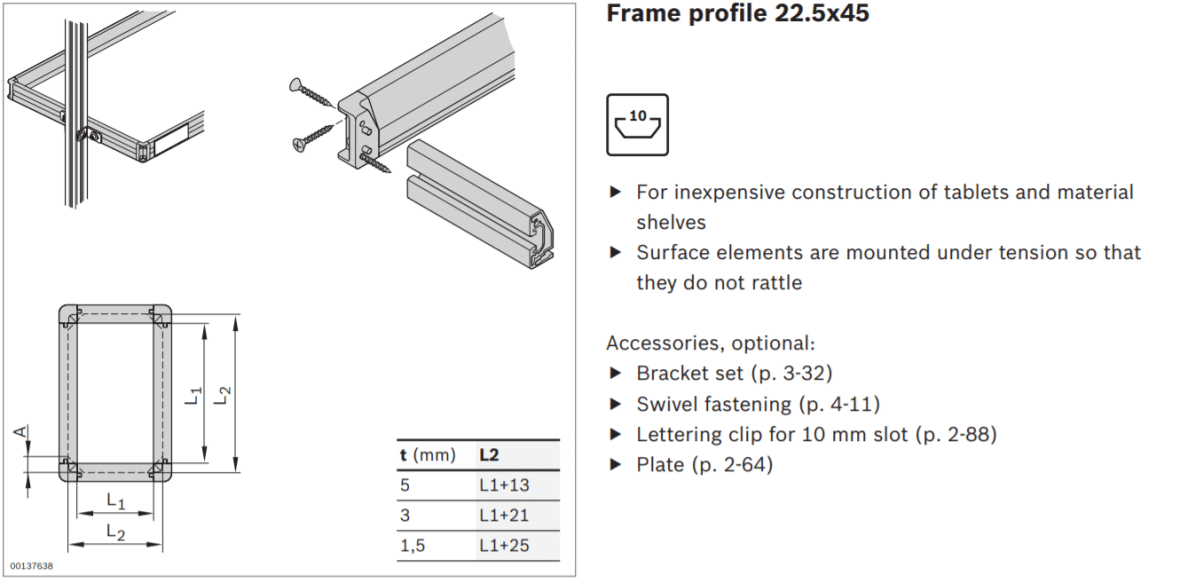 graphic representation of a Aluminum Structural Framing frame profile
