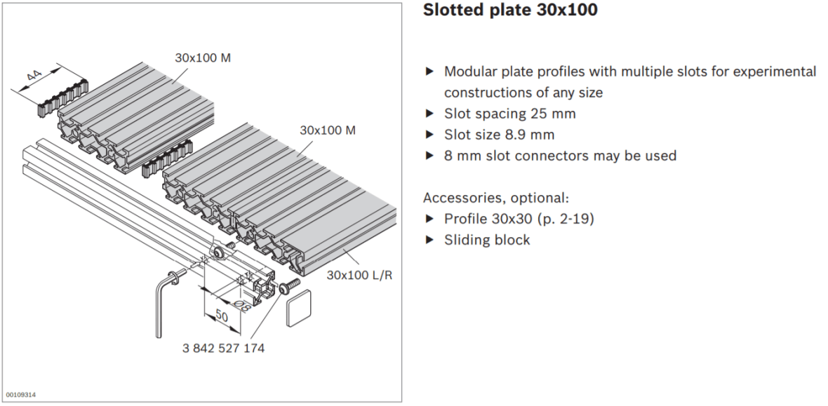 graphic representation of a Aluminum Structural Framing slotted plate