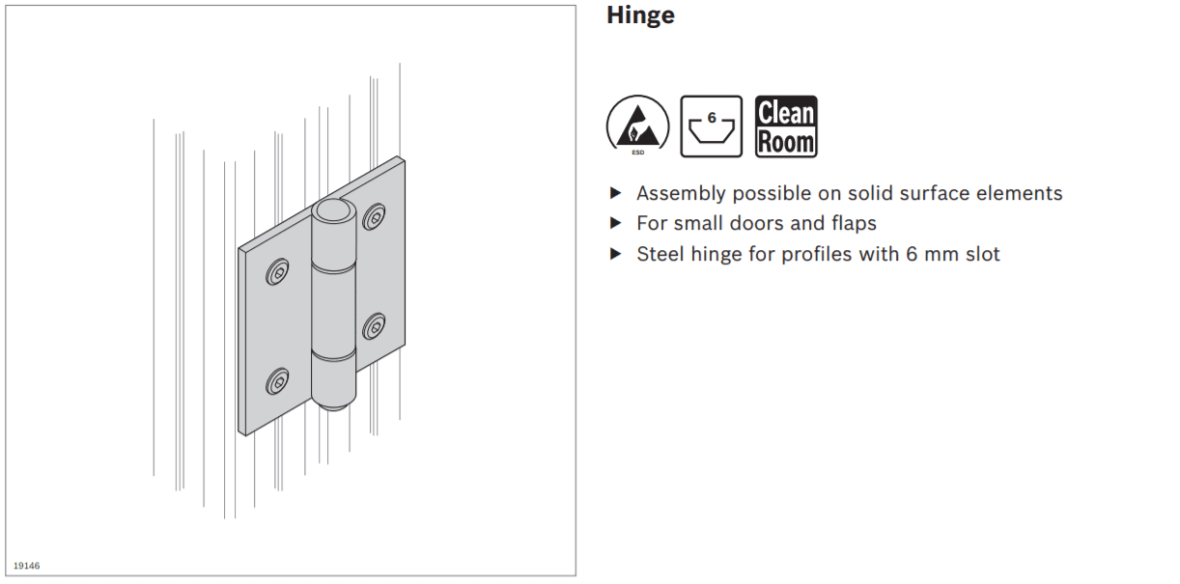 graphic representation of Aluminum Structural Framing Strut hinge