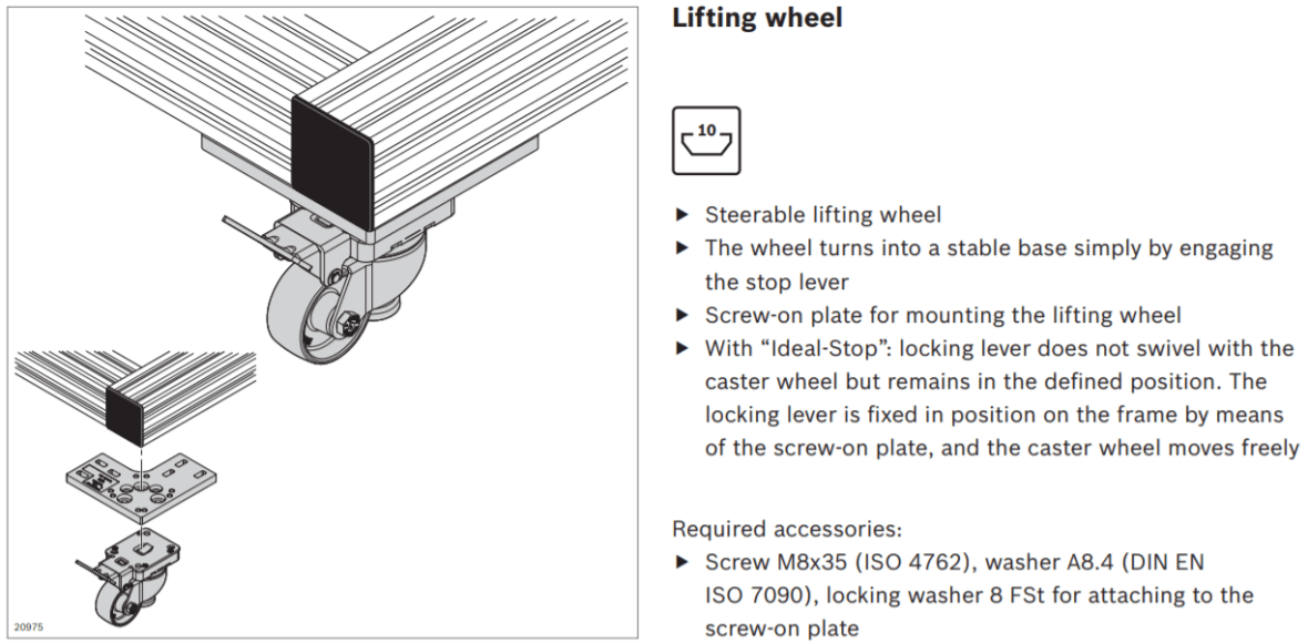 graphic representation of Aluminum Structural Framing Strut heavy duty wheels