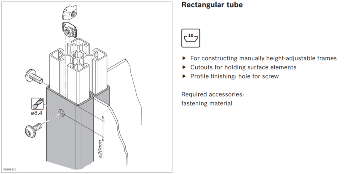 graphic representation of a Aluminum Structural Framing rectangle tube