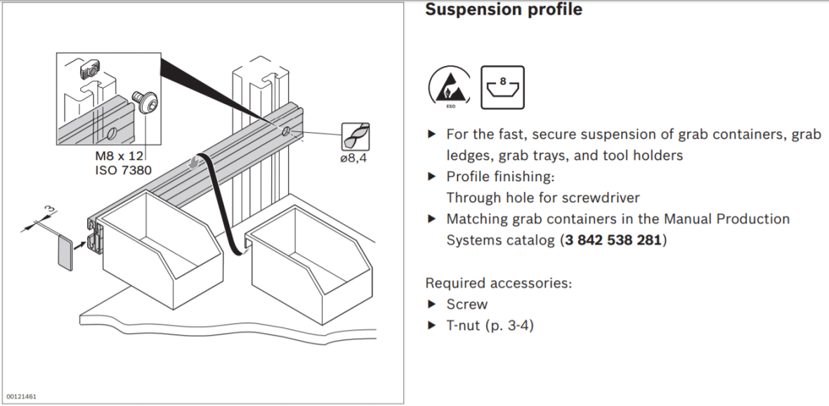 graphic representation of a Aluminum Structural Framing suspension profie