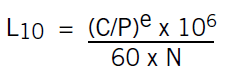 The basic formula for calculating bearing rating life