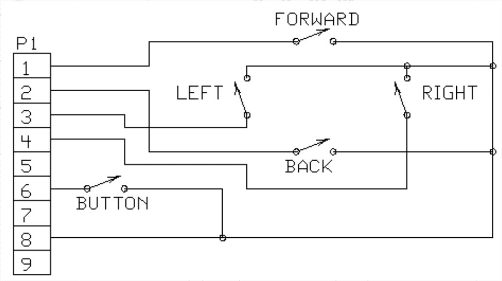 A basic circuit diagram for a digital joystick