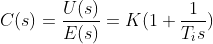 PI controller transfer function: