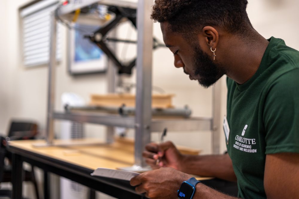 Student working in engineering lab